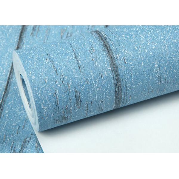 Mediterranean Style Modern Striped Wallpaper , Blue Non woven Wallpaper for TV Background