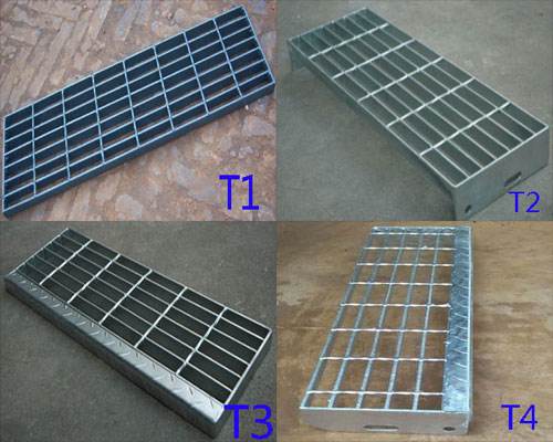 Contracted Fashion Galvanized Steel Grating Stair Treads with T1 T2 T3 T4 Type
