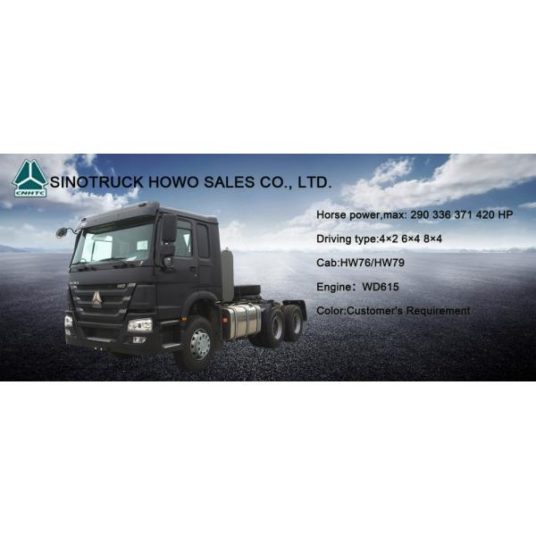 12.00R20 Tire 300-400L Fuel Tank Capacity 371HP 6X4 Tractor Head HOWO Used