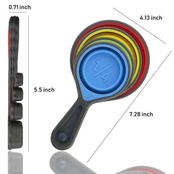BAP Free Collapsible Silicone Soft Measuring Cups Measuring Spoons Silicone Kitchen Utensil Tools Travel Measuring Cup