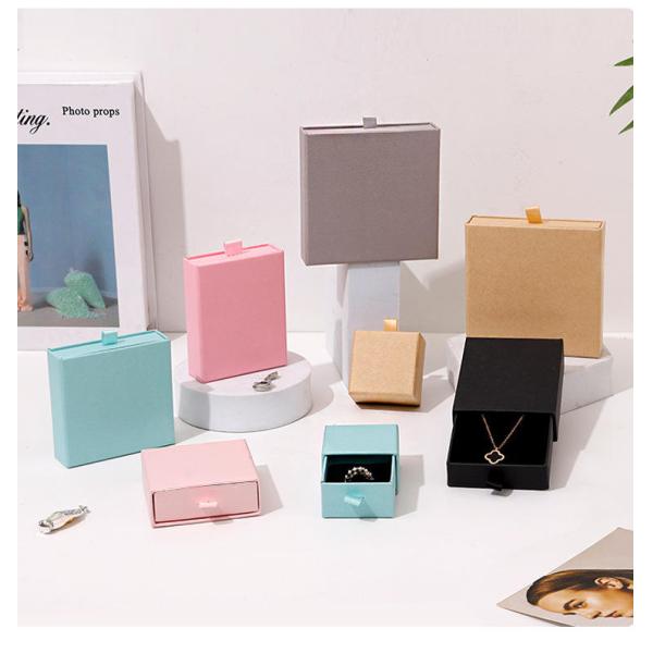 Custom Logo Sliding Drawer With Foam Tray Necklace And Bracelet Gift Box Jewelry Packaging Box