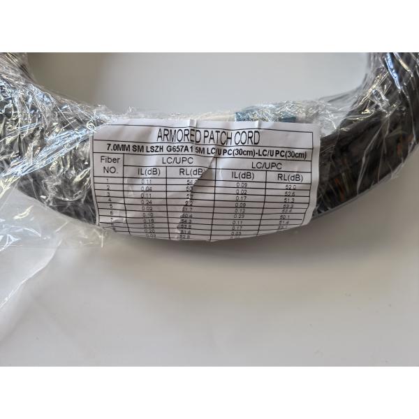 Armored Tactical Fiber Cable 3.0mm LSZH Black Jacket LC To LC Patch Cord