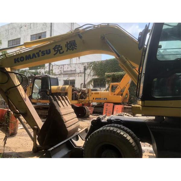 Japan Original Used Komatsu PW160-7 Wheel Excavator in with Transport Length of 7.1 m