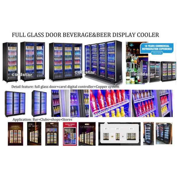 Drinks Beer Auto Defrost 4 Doors Cooler Commercial Display Fridge With 4 Wheels