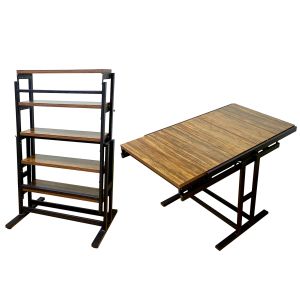 Quality MDF Top Convertible Shelf Table Foldable 30.5" Height Mahogany Wooden wholesale