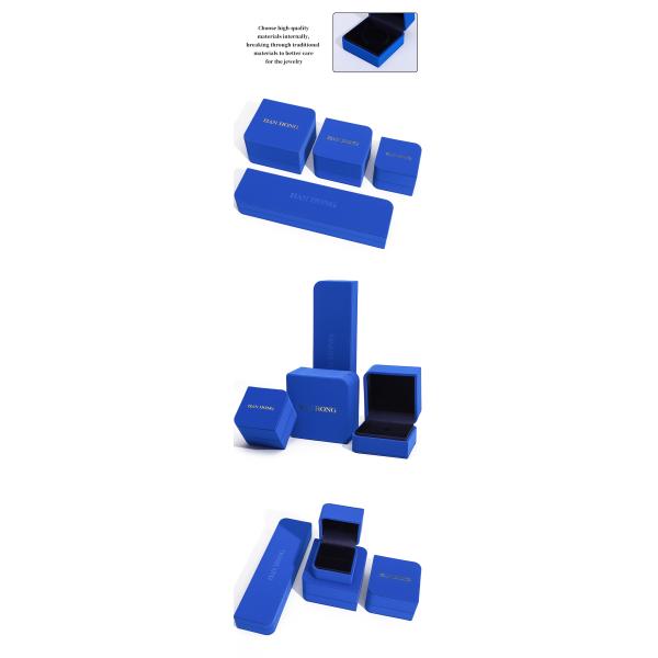 Rectangle Blue Leather Jewelry Box for Customized Size Earrings Bracelet Necklace Ring