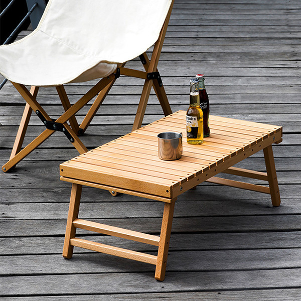 Compact Portable Camping Roll Up Picnic Table Low Folding Wood Collapsible Table 3.70kg