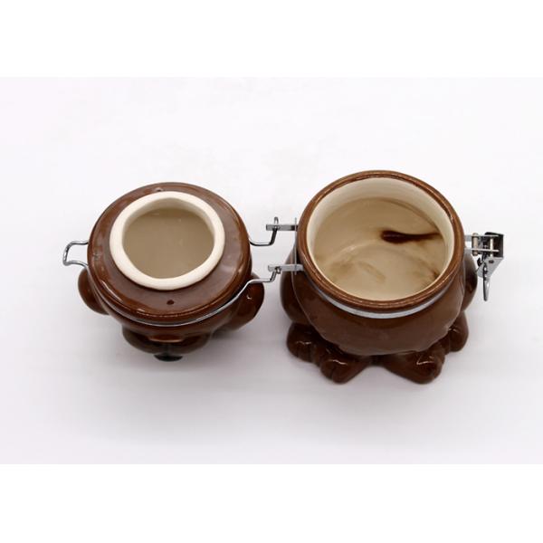 Dog Shape Ceramic Kitchen Canisters Tea Coffee Sugar Canisters With Metal Clip