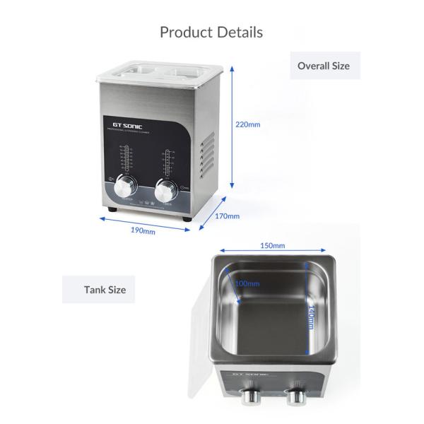 GT SONIC Heated 2L Stainless Steel Ultrasonic Jewelry Cleaner