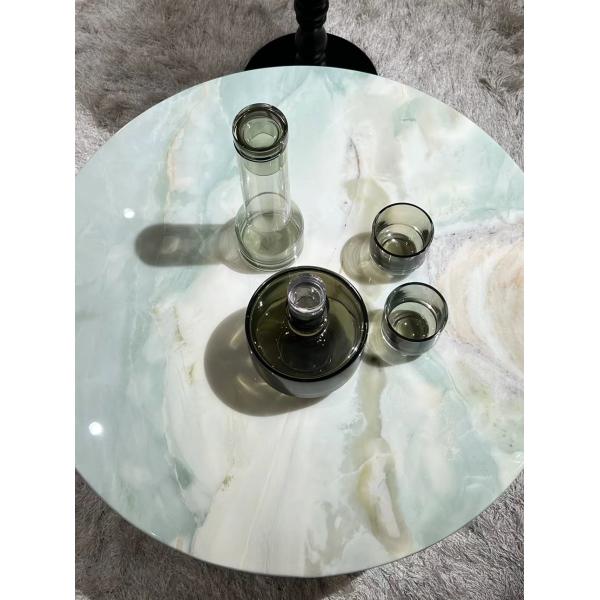 Italian Durable Water Resistant Round Marble Top Coffee Table Marble Cocktail Table
