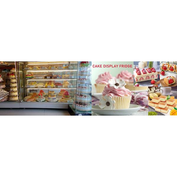 Stainless Steel Cake Chiller Showcase with Glass Display and Temperature Range of 2-8