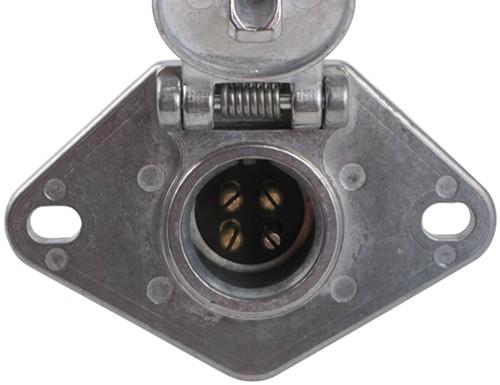 Metal Trailer Electrical Socket , 4 Pin Trailer Connector With Lid