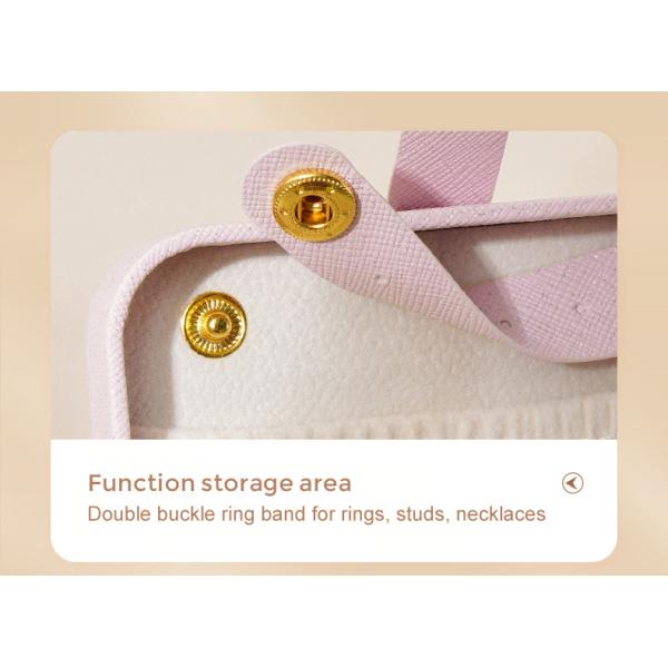 PU Leather Jewelry Storage Box Organizer For Rings Earrings And Lipstick In Place