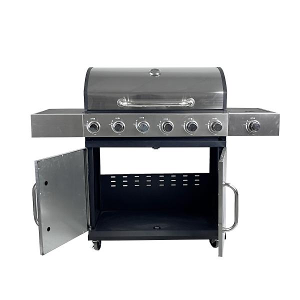 High Pressure Protection Device 6 Burner Gas BBQ Grill with Side Burner Table Cabinet