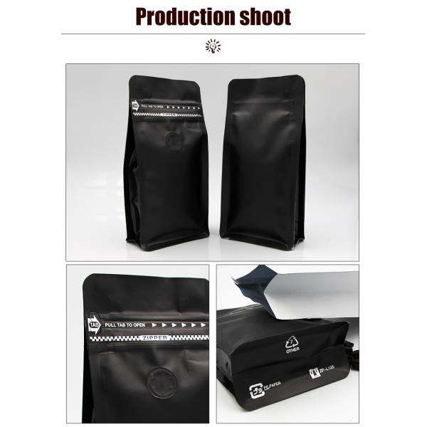 70g-1kg Capacity Flat Bottom Zipper Coffee Pouch Packaging With Air Degassing Valve