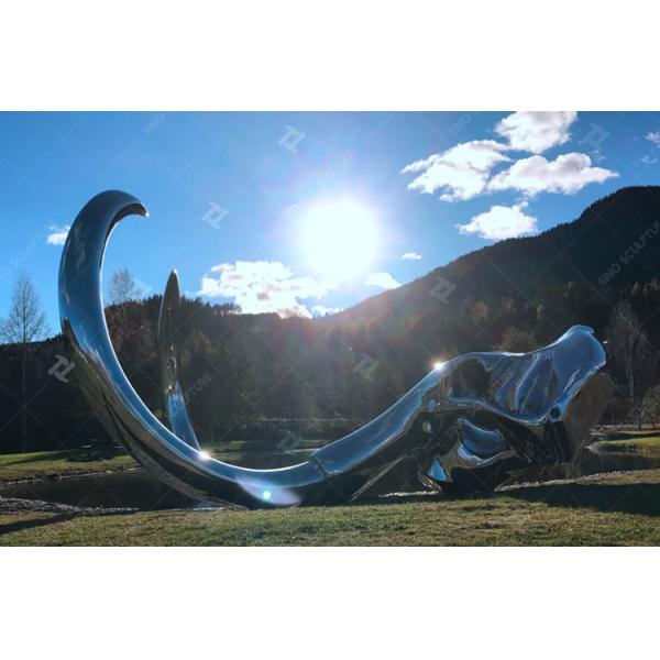 5.3m High Mirror Polished Stainless Steel Public Mammoth Sculpture