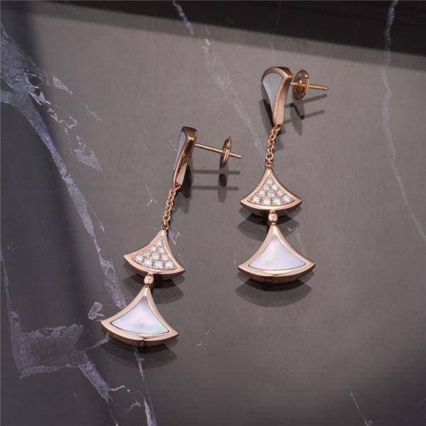 Roma Designer Brand DIVAS' DREAM Earrings Pink Gold 3 Motifs Drop Earrings Feminine Elegance