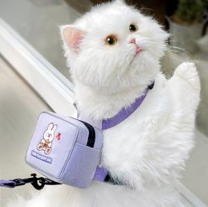 Quality Print Mesh Cat Harness Backpack Leash Set Detachable Puppy Harness Pet Travel Hiking wholesale
