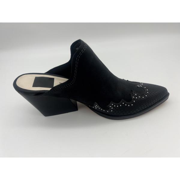 Sparkly Closed Toe Platform Womens Dress Shoes Black Soft Cow Suede Leather Shoes