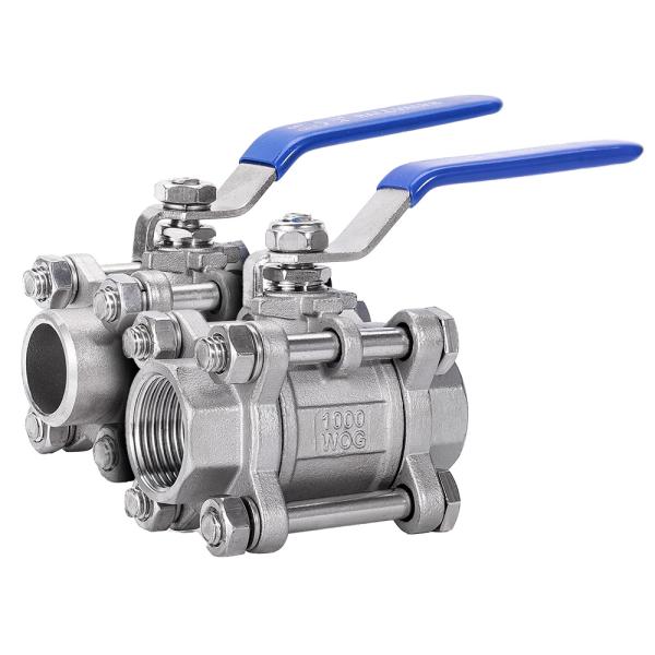 DN15-DN100 Sanitary Stainless Steel 304 Three Pieces Ball Valve for Customized Support