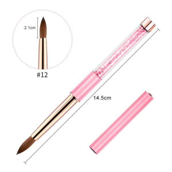 Manicure Pink Handle Acrylic Nail Brush Sable Round Nail Brush Size 6 8