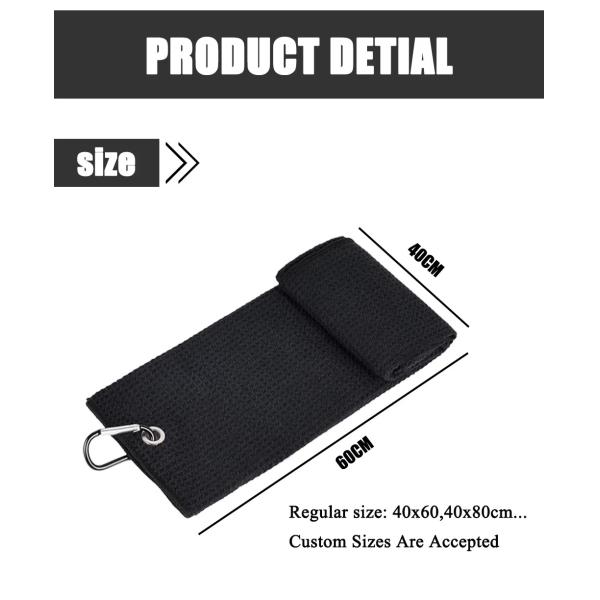 Wholesale Golf Club Accessories Metal Embroidery Waffle Microfiber Golf Towels with Customize Logo