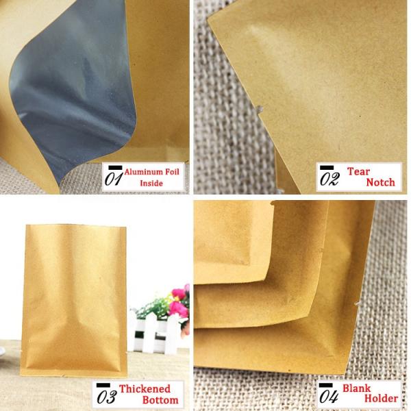 Heat Seal Custom Kraft Paper bags/Sealing Vacuum Packaging Bag with Tear Notch