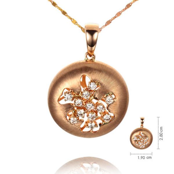 Luxury 18K Rose Gold Diamonds Pendant Charm Ring Jewelry Set (GDSET003)