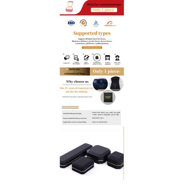 OEM ODM hign end Handmade black octagon Led light jewelry box with Velvet Insert