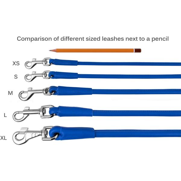 Multiple Sizes Rolled Leather Dog Leash Rope Soft Padded Multicolored