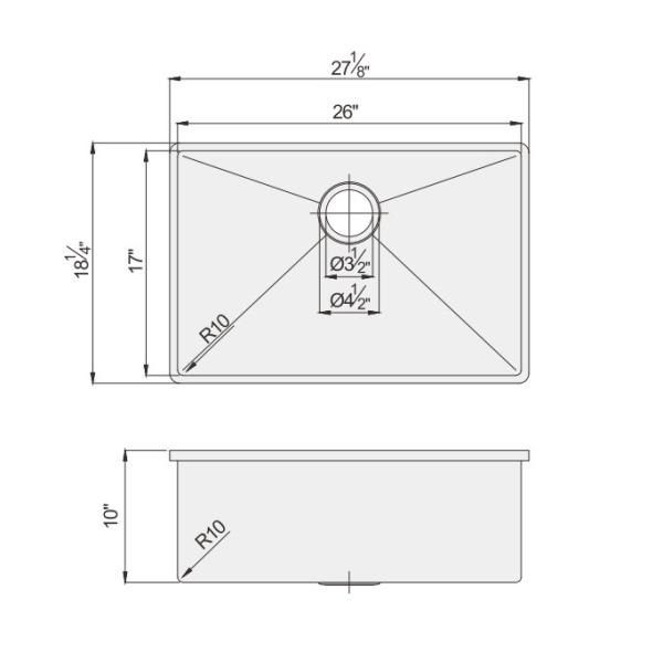 Commercial Top Mount Stainless Steel Kitchen Sink With No Faucet / Topmount Kitchen Sink