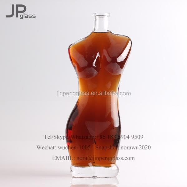 Glass Collar 75cl Lady Body Shaped Glass Bottle for Wine Liquor Vodka Creative Design