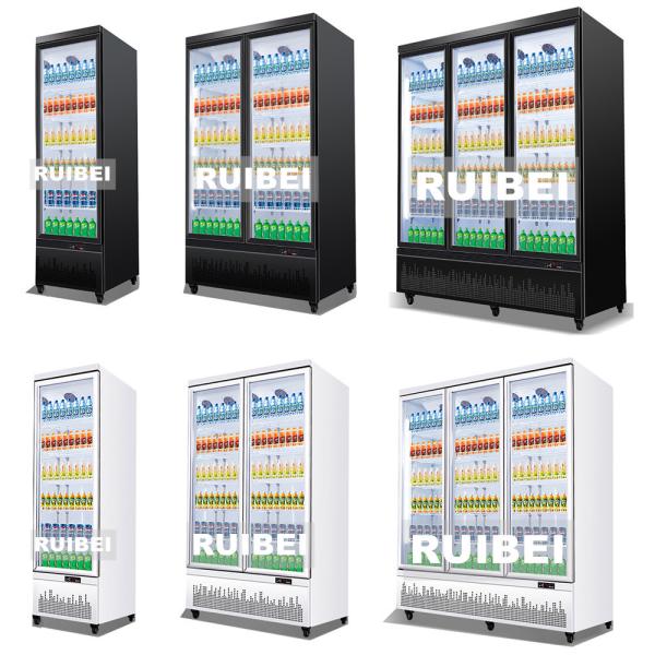 Upright auto-defrosted commercial supermarket glass door refrigerator freezer display for beverage/beer/milk