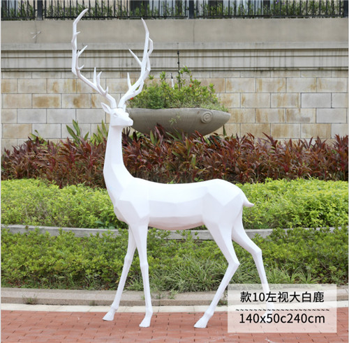 Custom Geometric Fiberglass Life Size Deer Statue Garden Animal Sculptures