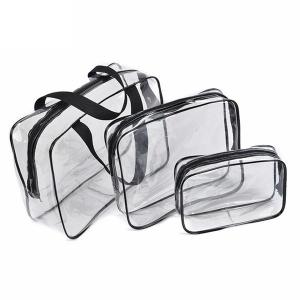 Quality 3 PCS Custom Cosmetic Bags / Portable Waterproof Beauty PVC Clear Makeup Bags wholesale