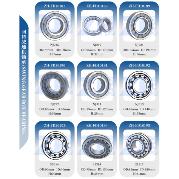 Excavator bearing steel Caged Cylindrical Roller Bearing Nj209e Bearing Nj209 with Brass or Steel Retainer