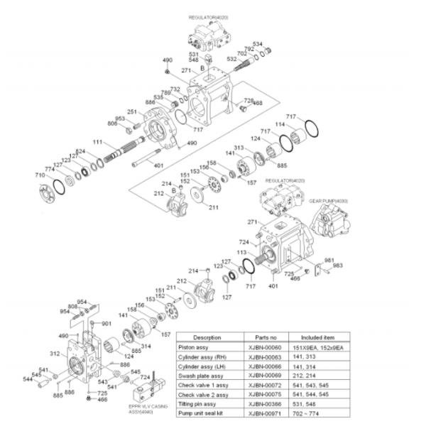 31N6-10010 K3v112dt Pump Parts R210-7 R215-7 R220-5 Hyundai Excavator Hydraulic Pump