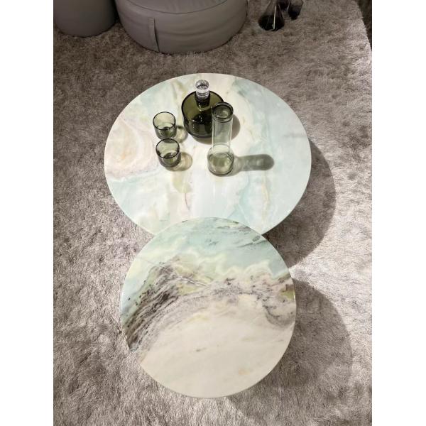Italian Durable Water Resistant Round Marble Top Coffee Table Marble Cocktail Table