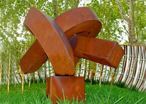 China Abstract Rusted Metal Sculpture , Contemporary Rusted Steel Garden Art on sale