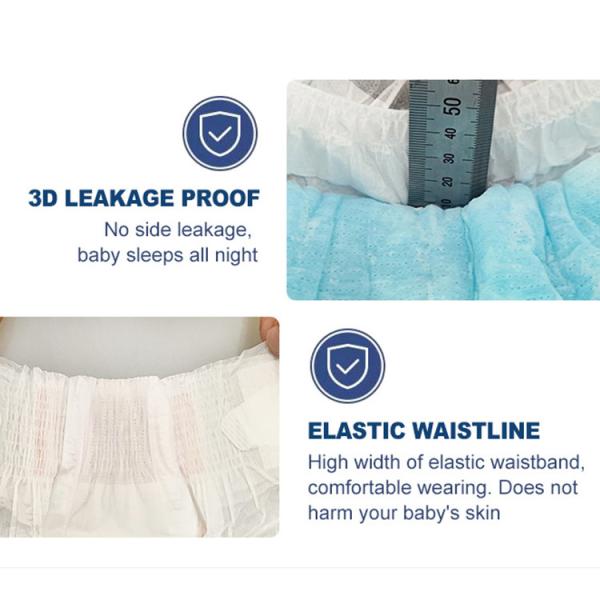 FDA 3D Leakage Proof Disposable Nonwoven Soft Baby Diaper