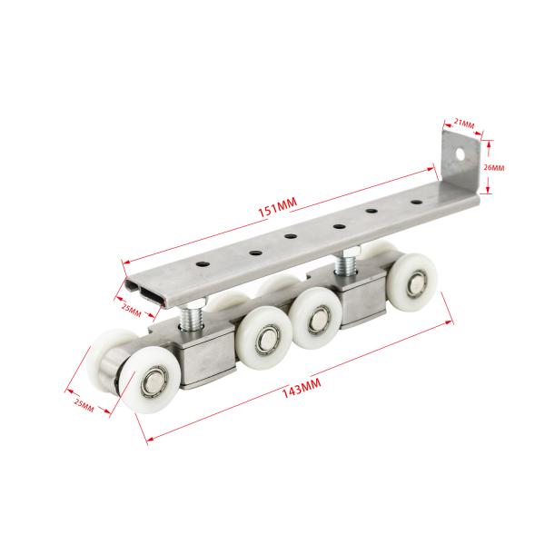 Wooden Door Sliding Wheel Roller Wardrobe Fitting System with Sliver and 8.5cm*11cm Size