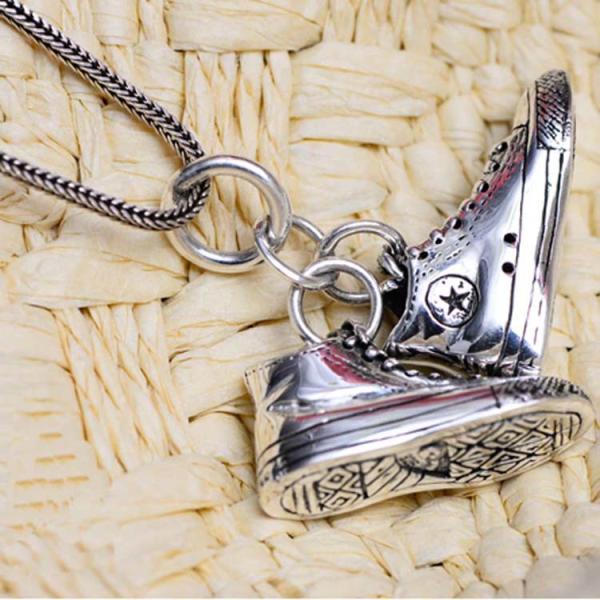 Men and Women Sterling Silver Pendant Necklace with Silver Shoes Pendant(XH055344W)