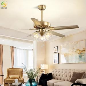 Quality 3/4/5 heads American Indoor Ceiling Fan fancy Gold Color LED Ceiling Fan wholesale