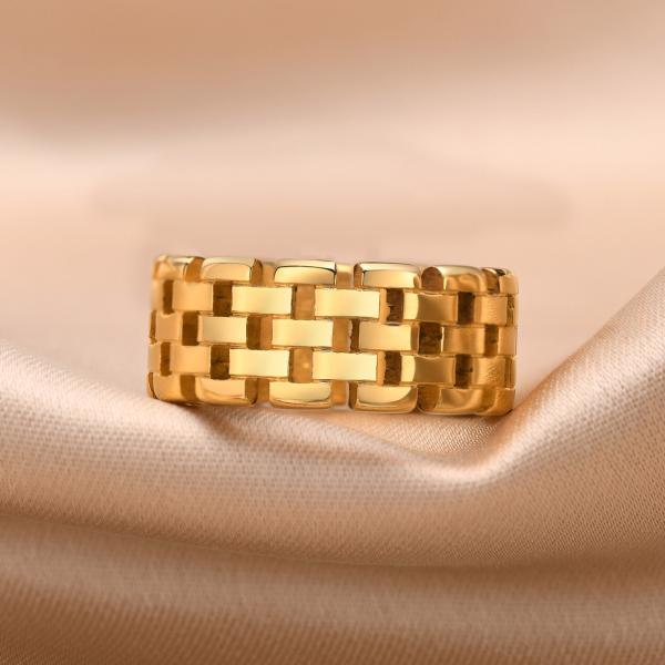 Wedding Stainless Steel Rings 8mm Gold Plated Third Party Appraisal With Hollow Styles