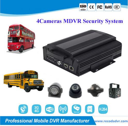 Cheap 720P Truck School Bus 4 Camera Car DVR Security Monitoring System for sale