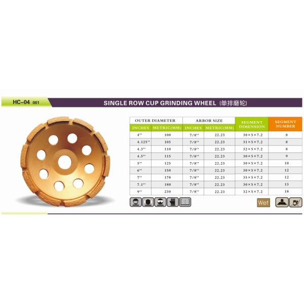 Factory 7inch Laser Welded 180mm Diamond Single Row Grinding Cup Wheel For Concrete , Stone,Hard Building Materials