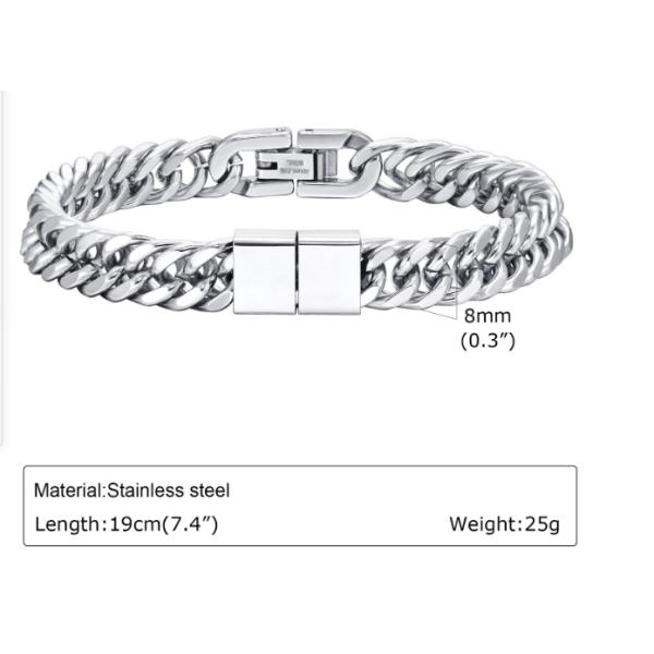 Stocked 19cm and 23 cm Black Stainless Steel Bracelet Men's bracelets with fast shipment