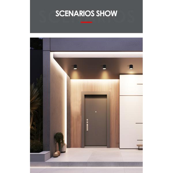 Exterior Wall Light Fixture Casting Aluminum IP65 Wall Mount Cylinder Disign With Tempered Glass