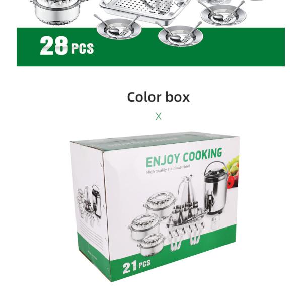 Hot Selling 28 PCS Stainless Steel Kitchen Cookware Cooking Soup Pot Steel Pot Set Insulation Cookware Sets