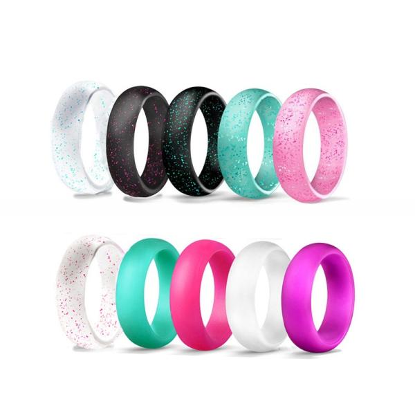 Breathable Fashion Unisex Silicone Wedding Rings 5.7mm Wide in Variety of Colors Geometric Shape for Anniversary